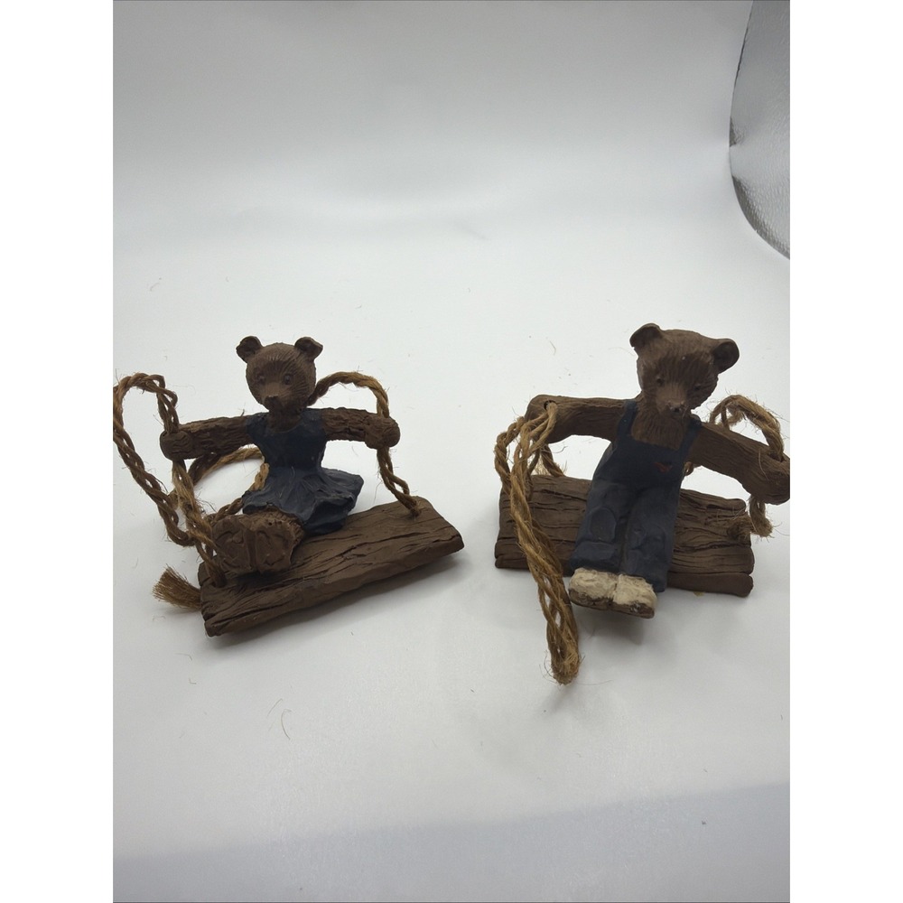 Carolyn Carpin Vintage Girl & Boy Bears On The Swing,The Story Book Collection